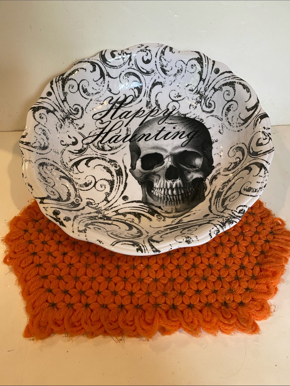 Large “Happy Haunting” Halloween Candy or Serving Bowl